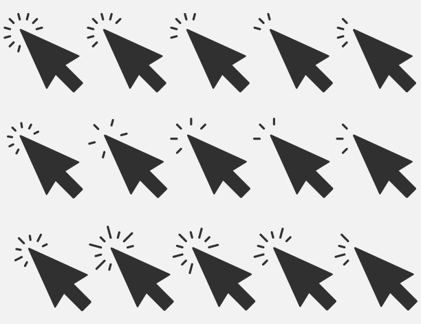 点击图标的集合。光标的迹象。点击箭头，鼠标光标符号。矢量插图。图片下载