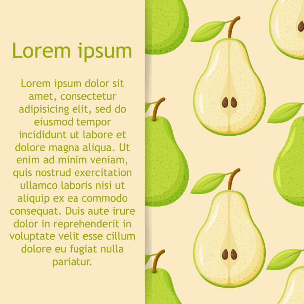 甜梨无缝图案。有机健康水果背景。矢量图图片下载