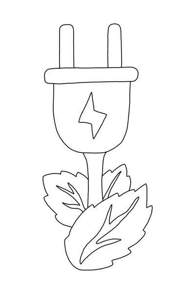 电插头的轮廓带有叶子图片下载