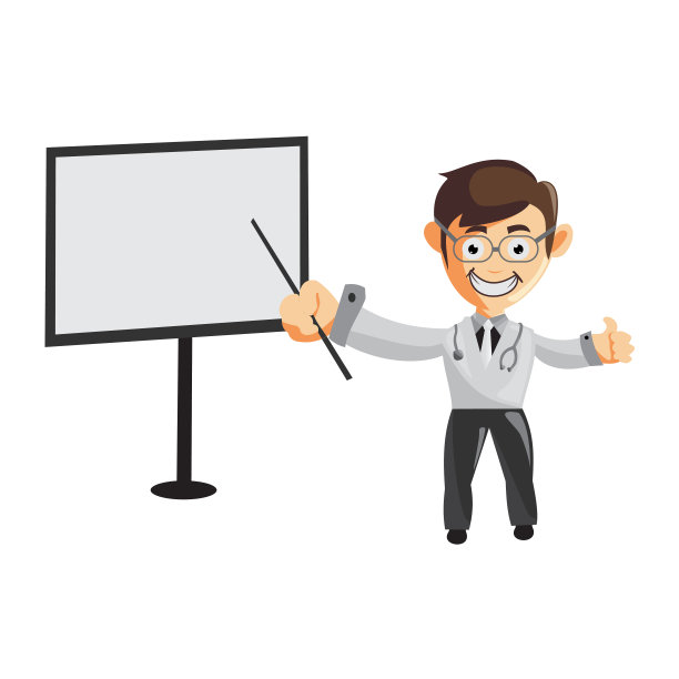 医生曼字符医院医务人员服装插图与空白板图片下载