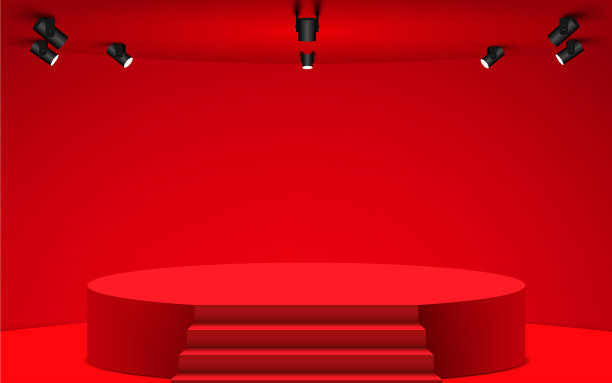 红色的橱窗在红色的房间里图片下载