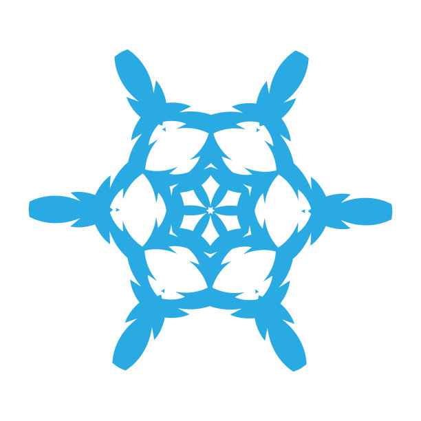 雪花蓝色矢量图标。雪的插画，冬天的季节，象征冰，象征冷。图片下载