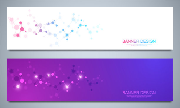 带有分子结构的横幅设计模板图片下载