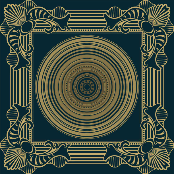 异想天开的抽象古代图案与金色卷发围巾图片下载