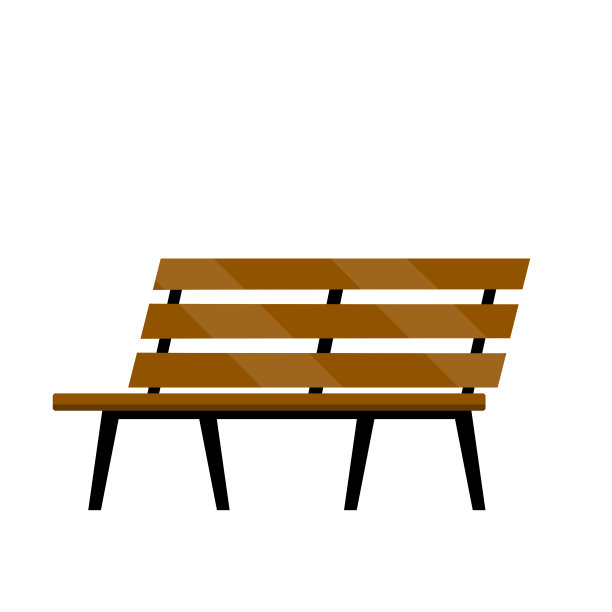木制的长凳上。一个放松的地方，在公园和街道上。坐的城市元素。长椅子上。卡通平面插图图片下载