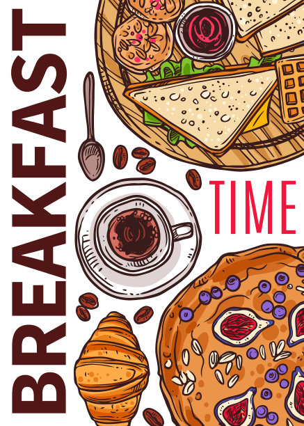 早餐时间手绘海报图片下载