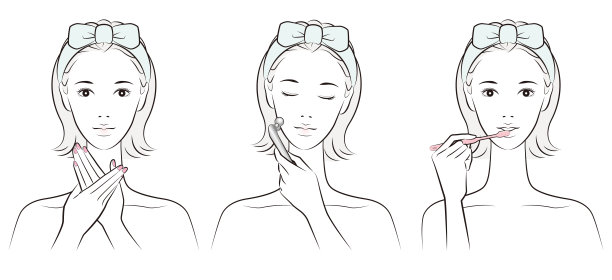 矢量插图的一个女人做皮肤护理图片下载