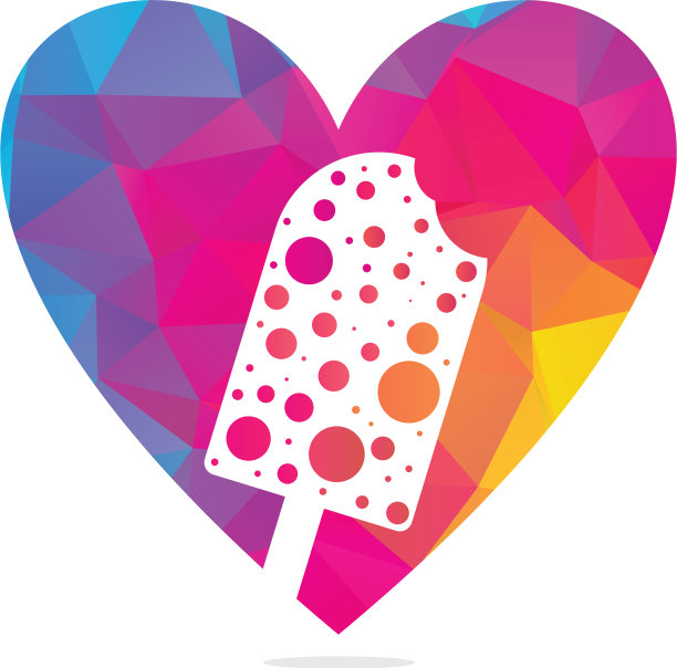 冰淇淋心形概念标志图片下载