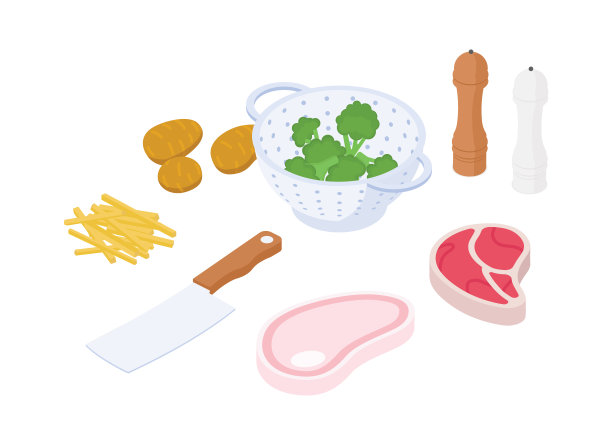 牛排等距矢量图图片下载