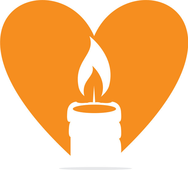 蜡烛心形概念标志设计图片下载