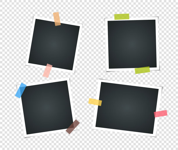 一套空古董相框与胶带。逼真的模拟。为您的图片照片的复古模板。插图——向量图片下载