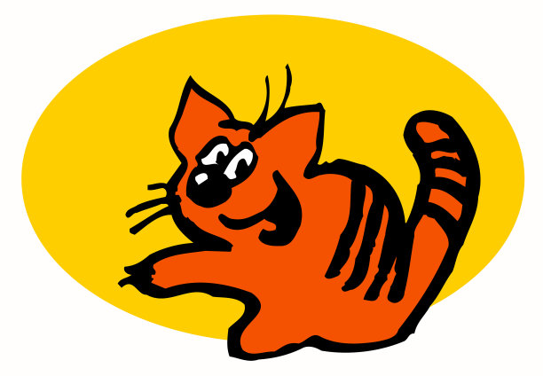 卡通人物，一只欢快的姜黄色的猫图片下载