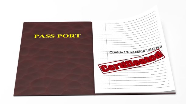 旅游和冠状病毒概念的3d渲染，旅游护照上的COVID-19笔记图片下载