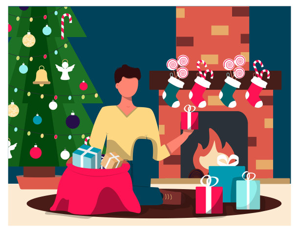 背景上有个男人，一棵圣诞树和图片下载