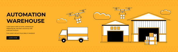 自动化仓库网页横幅插图图片下载