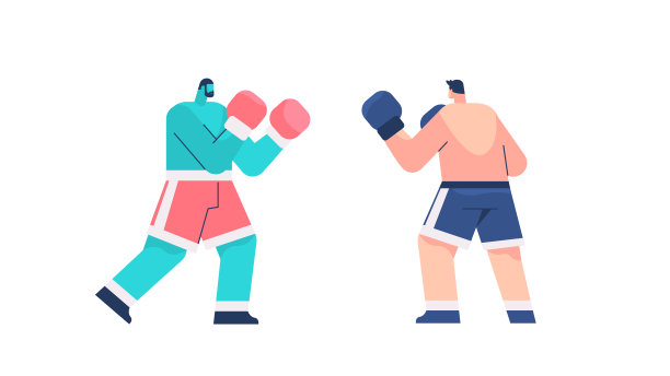 两位职业拳击手在竞技场上搏击运动员健康生活方式的运动理念图片下载