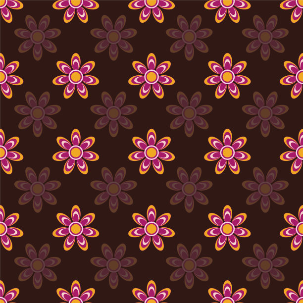 彩色手绘幻想复古花朵重复图片下载