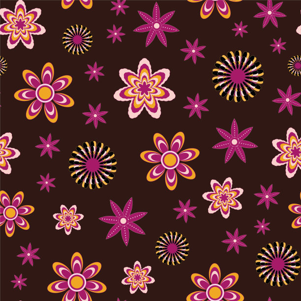 彩色手绘幻想复古花朵重复图片下载