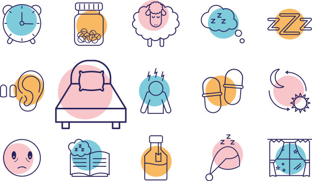 失眠线条风格集图标设计图片下载