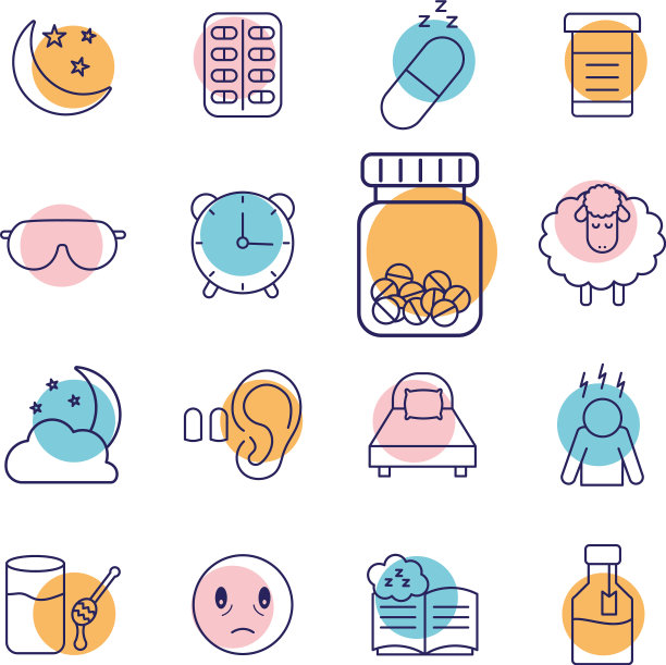 失眠线条风格集图标设计图片下载