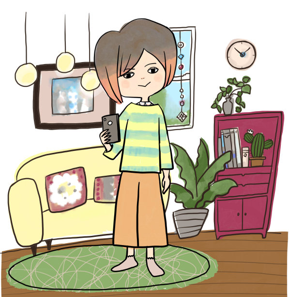 一个待在家的女孩在放松图片下载