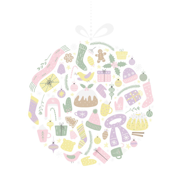 圣诞元素采用圆形设计图片下载