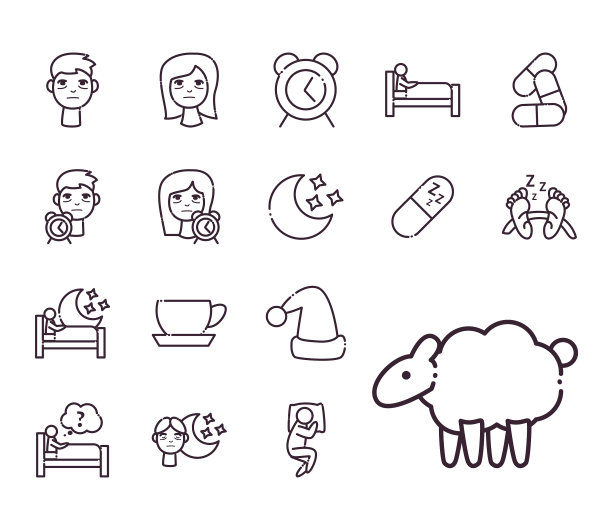 失眠线条风格集图标设计图片下载