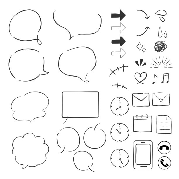 简单的语音泡泡和图标的材料。图片下载