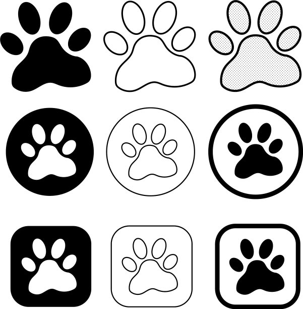 简单的动物爪印图标标志图片下载