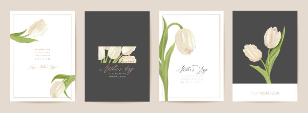 母亲节贺卡。春天花矢量插图。欢迎现实郁金香花模板，现代花背景，妈妈和孩子明信片，现代夏季派对设计，母亲的封面图片下载