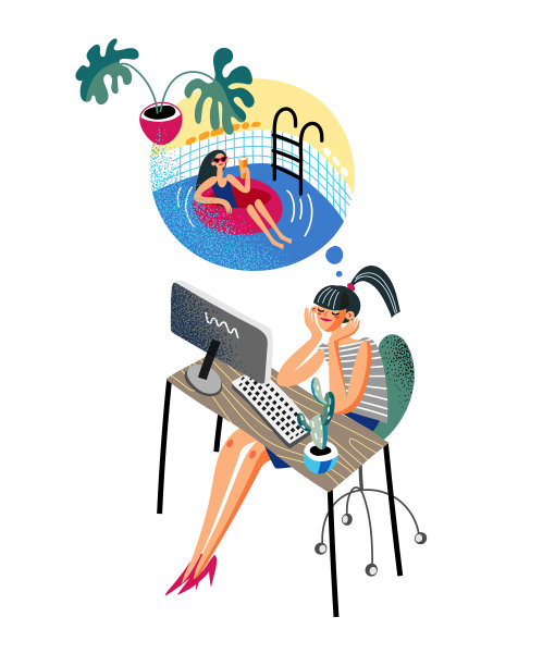 职场女性想去海滩放松一下图片下载