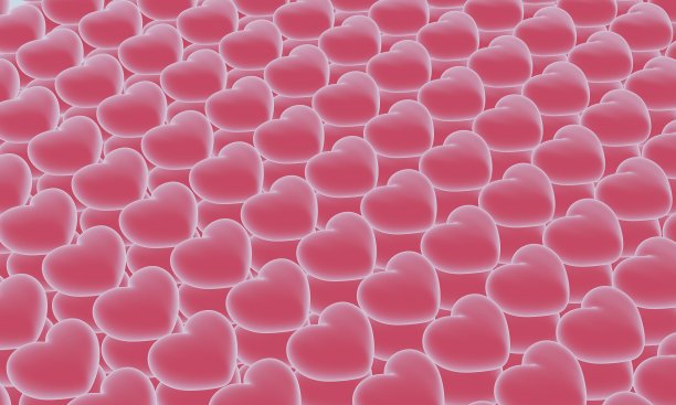 粉色的心黑色背景3D渲染。图片下载