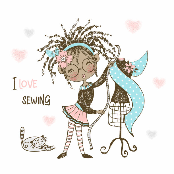 一个梳着脏辫的好黑人女孩会在人体模特身上试穿这种布料。向量图片下载