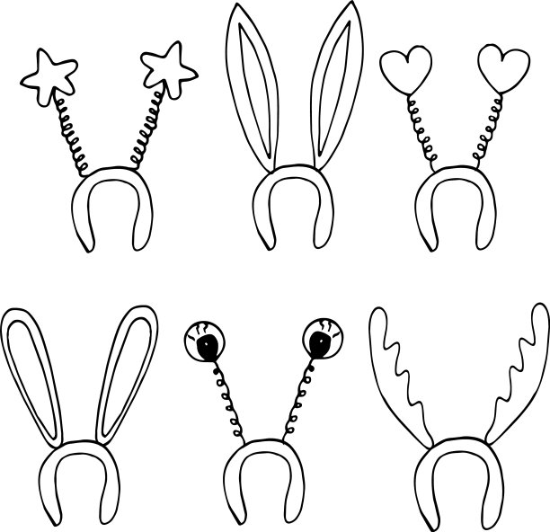 头带假日配件素描集图标图片下载