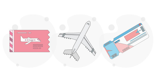 飞机登机证，飞机票平在白色上图片下载