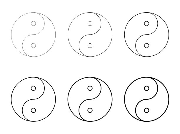 阴阳集象征和谐与平衡线条图片下载