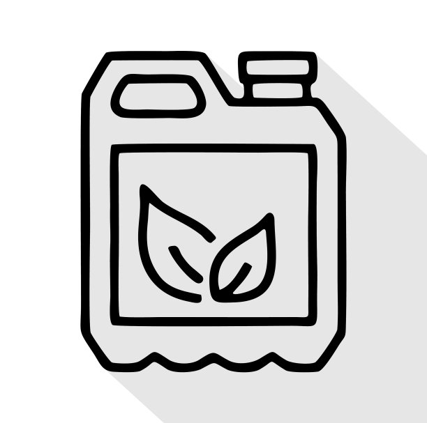 土壤肥料在塑料筒中平整线条图标图片下载