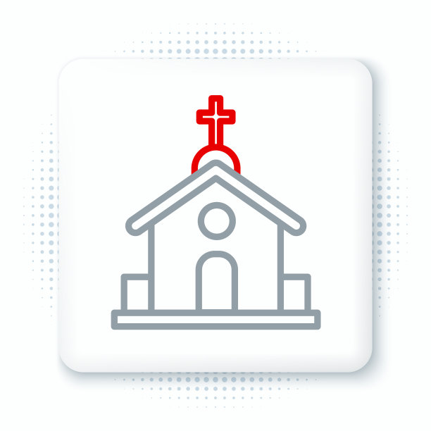 线教堂建筑图标孤立在白色图片下载