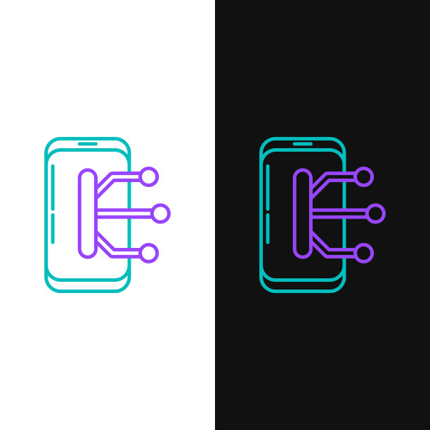 线智能手机手机图标孤立上图片下载