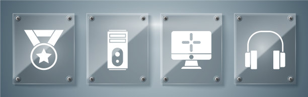 电脑显示器和电脑设置耳机图片下载