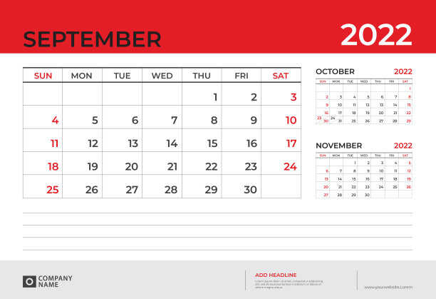 桌面日历2022年设计，2022年9月模板，周开始周日，规划师设计，墙壁日历布局，文具，办公桌办公室，组织者办公室，矢量eps10图片下载