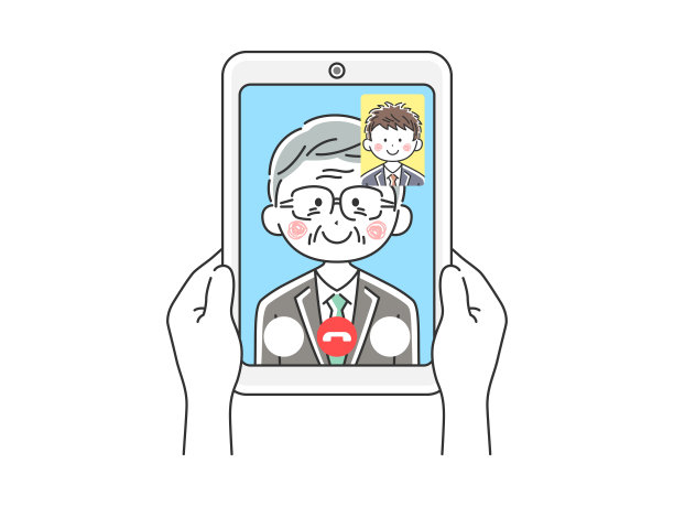 用平板设备进行视频通话的人。图片下载