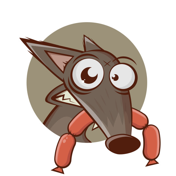 有趣的卡通插图一只狗与香肠图片下载