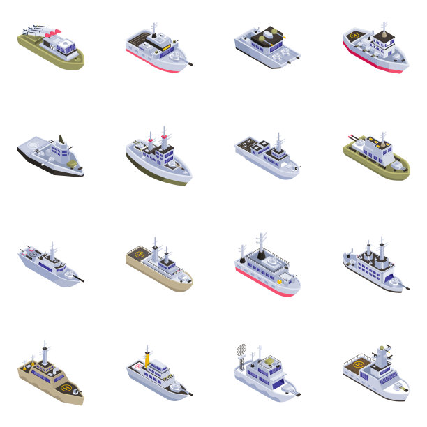 军舰的等距图标图片下载