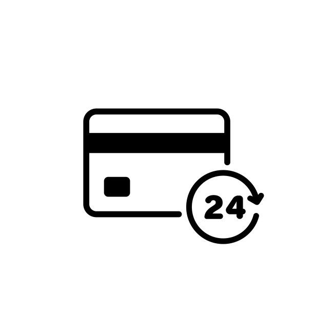 信用卡图标四周有24小时标志图片下载