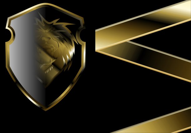 金色豪华纹章盾狮冠插图图片下载