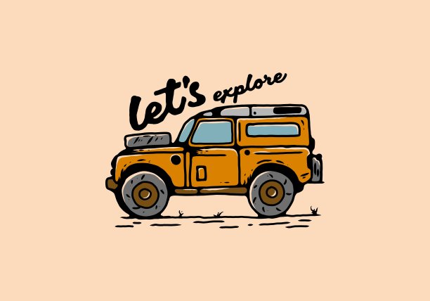 橙色越野汽车插画设计图片下载