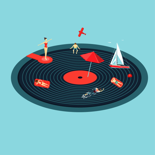 夏季派对矢量插图。舞蹈音乐节海报。休息室沙滩酒吧与游泳池。假期的假期。图片下载