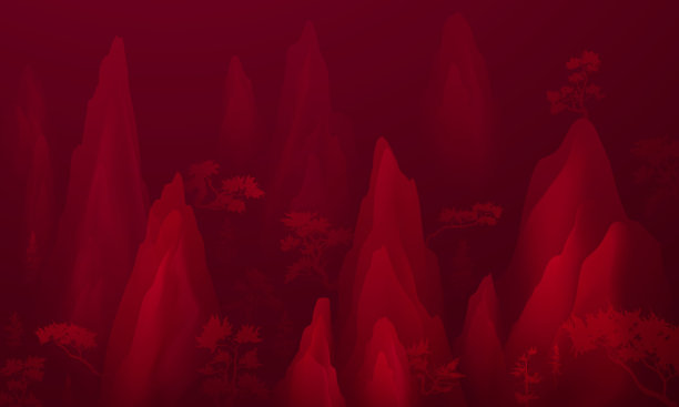 中国水墨山水画旗帜现代造型背景图片下载