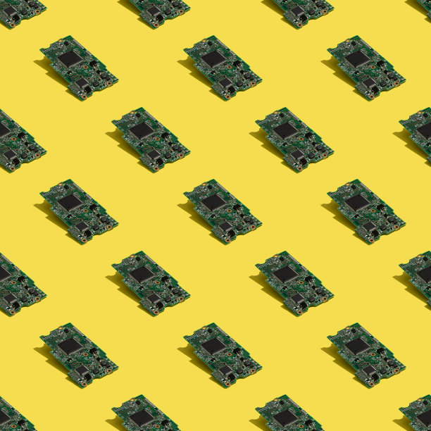 主板的硬件数据存储无缝模式上的黄色背景。图片下载